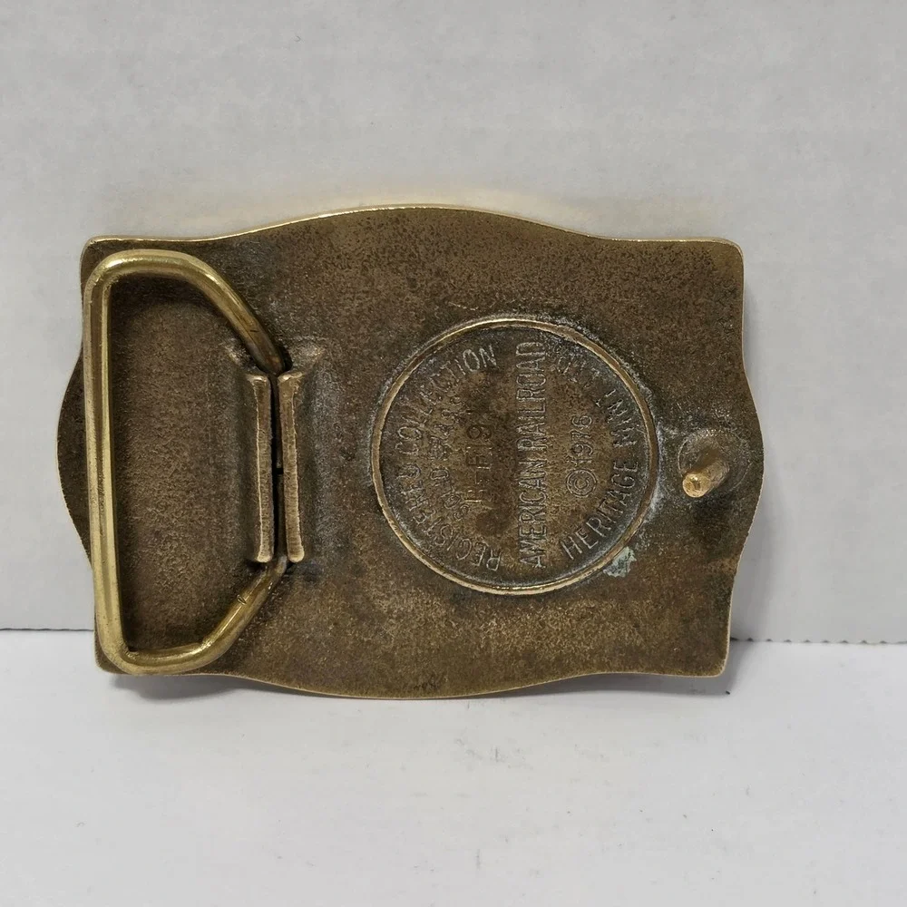 Vintage 1976 Heritage Mint Solid Brass American Railroad Train Belt Buckle B-59